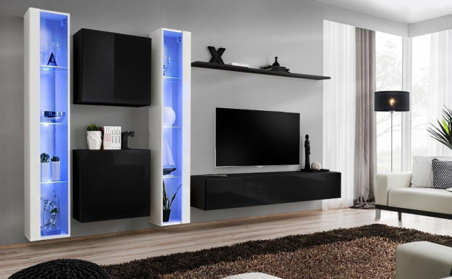 Muebles de sala de estar de diseñador, soporte de TV de lujo, estante de pared de diseñador completo.