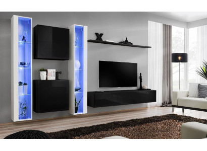 Muebles de sala de estar de diseñador, soporte de TV de lujo, estante de pared de diseñador completo.