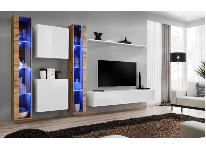 Soporte de TV blanco, mueble de pared, armario de pared, muebles de diseño para la sala de estar, buffet de lujo.