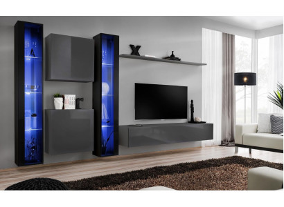 Muebles de sala de estar 2x armario de pared gris moderno aparador decoración vitrina colgante.