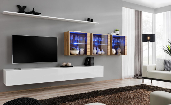 Mueble de pared completo moderno, muebles de salón, soporte de TV, diseño.