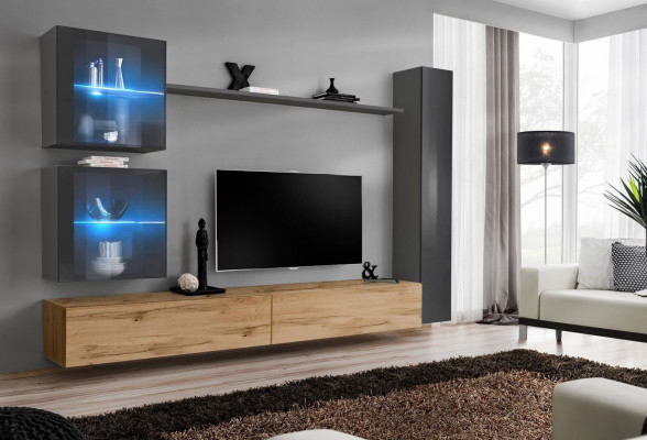 Moderno mueble de pared aparador gris mobiliario armario de pared sala de estar soporte de TV