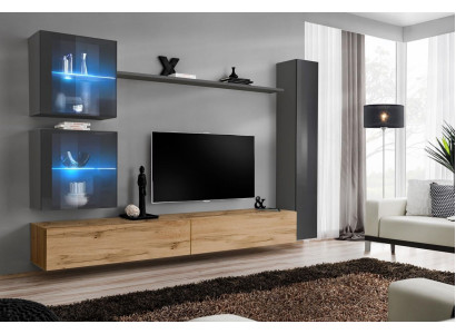 Moderno mueble de pared aparador gris mobiliario armario de pared sala de estar soporte de TV