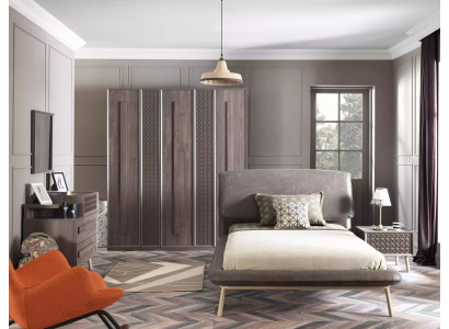 Dormitorio infantil Conjunto de cama juvenil Muebles infantiles Cama madera Gris Juego de 5 piezas