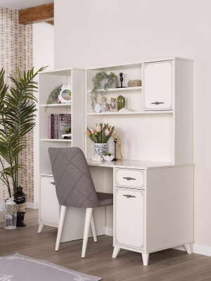 Cama juvenil completa Cama funcional Set extensible de 8 piezas de madera blanca.