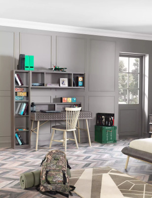 Cama completa para jóvenes muebles infantiles dormitorio de niños Cama madera gris Set 5 piezas