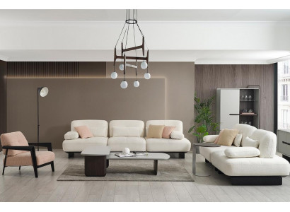 Diseñador Sofás blancos Conjunto de sala de estar de lujo Sillón noble