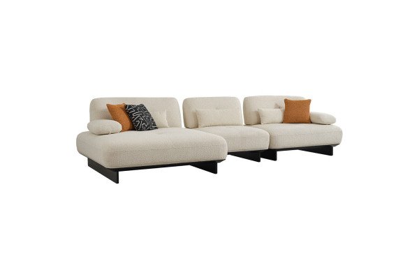 Conjunto de sala moderno de esquina con sofá, mesa de centro, mesa auxiliar y sillón de 4 piezas.