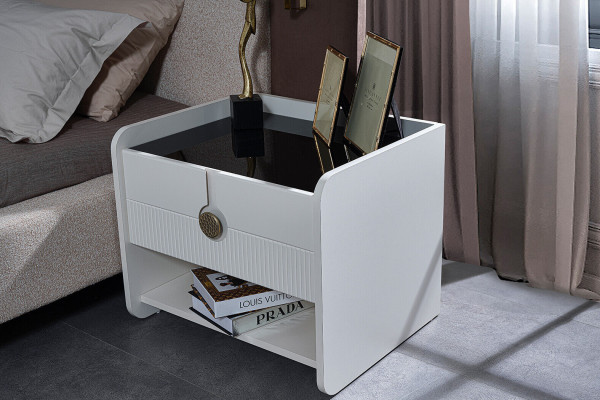 Conjunto completo de dormitorio blanco moderno con cama armario 5 piezas