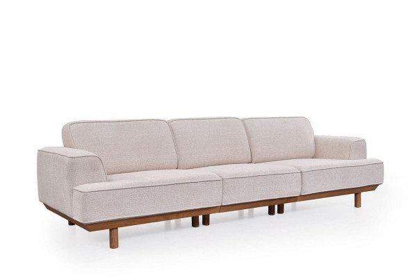 Sofá blanco de salón de 4 plazas con tapizado de lujo, mueble de diseñador.