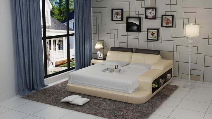 Diseño de cama de lujo de cuero moderno para dormitorio de 140/160/180 LB8810