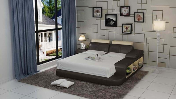 Diseño de cama de lujo de cuero moderno para dormitorio de 140/160/180 LB8810