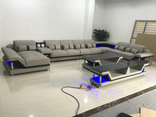 Sofá de diseño Juego completo Conjunto Tapizado Sofá en L Forma de L Sofá Mesa de centro