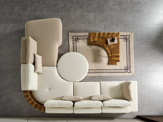 Sofá de esquina blanco Muebles de salón modernos Sofá de tela de diseñador de 2 piezas