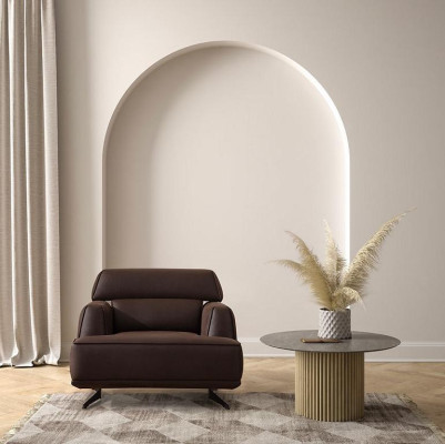 Sillón de diseñador marrón mueble tapizado lounge de una plaza muebles de salón.