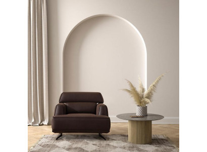 Sillón de diseñador marrón mueble tapizado lounge de una plaza muebles de salón.