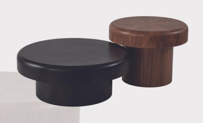 Set de mesa redonda de diseñador en marrón y negro, mesa de café nueva para la sala de estar.