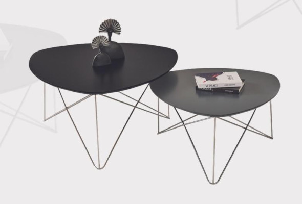 Mesa de centro negra Mesa de sala de estar Mesa de centro de lujo 2 mesas auxiliares Mesa nueva