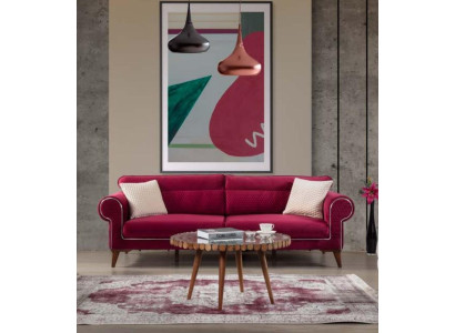 Sofá rojo de 3 plazas de tela Sofá Sofás Cojín de lujo Moderno Tres plazas