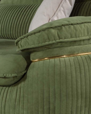 Sofás textiles modernos de 3 plazas, sofá de tres asientos, muebles tapizados color verde.