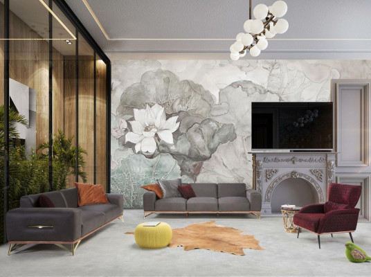 Lujo Sofá de cuatro plazas Sofás de 4 plazas Sala de estar Poliéster Moderno Diseño de tela