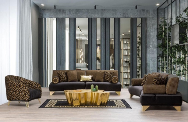 Sofá de tres plazas 3 plazas Sofás de lujo Sofá de tela para sala de estar 260cm Muebles