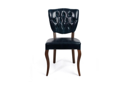 Sillón de cuero Chesterfield de diseño en azul oscuro, asiento individual, muebles de lujo para el comedor.
