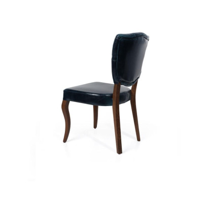 Sillón de cuero Chesterfield de diseño en azul oscuro, asiento individual, muebles de lujo para el comedor.