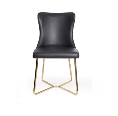 Moderna silla Chesterfield de cuero Silla de comedor de diseño Estilo italiano Asiento tapizado