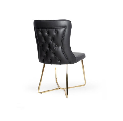Moderna silla Chesterfield de cuero Silla de comedor de diseño Estilo italiano Asiento tapizado