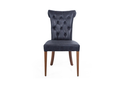 Art déco Silla Chesterfield negra Sillón de respaldo Silla de comedor Diseñador Individual