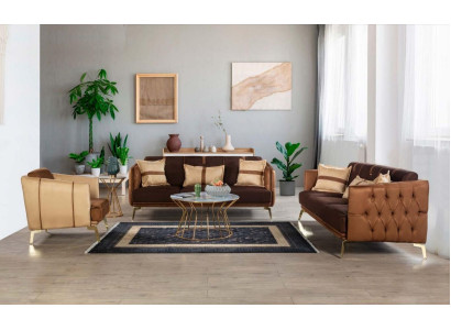 Conjunto de sofá Conjunto de sofá 3+3+1 plaza Sillón Chesterfield de tres plazas