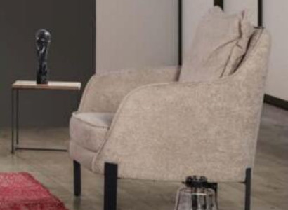 Sillón moderno de 1 plaza para sala de estar, de tela de poliéster, estilo color beige.