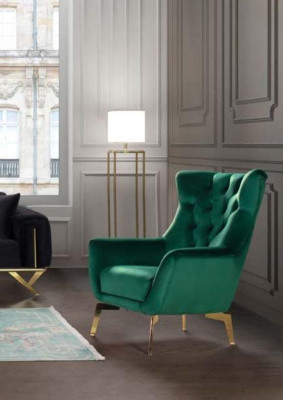 Sillón de lujo individual moderno tapizado de diseñador de tela.