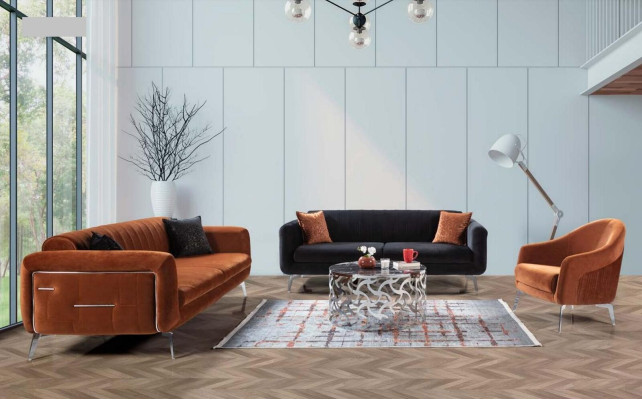 Sofá de diseño Sillón Sofá Tapizado 1 Plaza Textil Nuevo color marrón