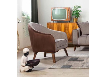 Sillón individual de tela para sala de estar, diseño de salón, muebles, color gris.