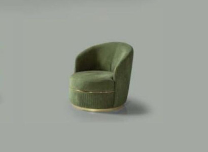 Sillón redondo moderno de una plaza tapizado en tela de diseño.