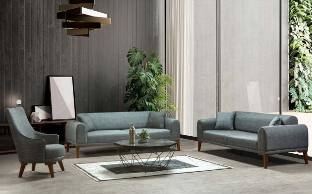 Sofá moderno de lujo de 3 plazas diseño de sofá tapizado de madera.