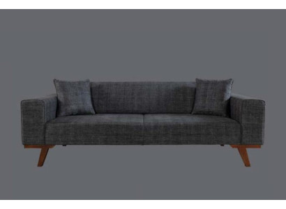 Sofá negro de 3 plazas en tela. Sofá de tres plazas tapizado en textil.