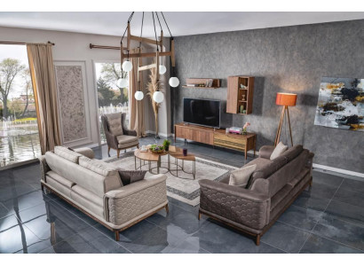 Conjunto de sofás de lujo 3+3+1 asientos Sofá de tela Sillones Sofás Modernos Marrón