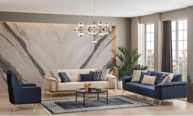 Sofá de tres plazas 3 plazas Sofás de lujo Muebles de salón Decoración de tela diseño
