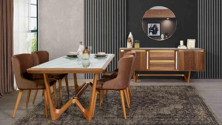 Grupo de comedor Mesa Mesas de 6 piezas Conjunto Nuevo Mesa de comedor 4 sillas Silla Conjunto de comedor
