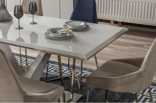 Silla de salón, silla de comedor de lujo beige, silla, sillas, diseño moderno, muebles.