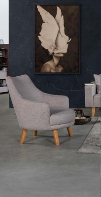 Sofá Sofá Tapizado Asiento 3+3+1 Conjunto de sofás Diseño de madera Sofás Beige Cojines de asiento