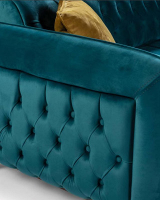 Sofá esquinero en forma de L de lujo de tela, sofá de salón, sofá tapizado, muebles.