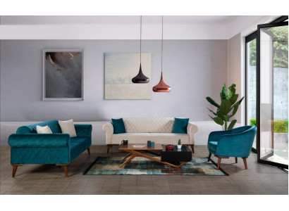 Conjunto de sofás de lujo 3+3+1 plazas Sofá de tres plazas Tela Textil Estilo Sillón