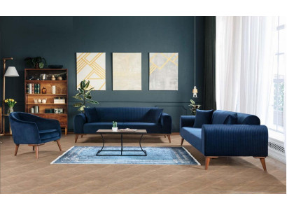 Conjunto de sofás 3+3+1 sillón sofá sillón Azul Real Sofá de terciopelo de 3 piezas