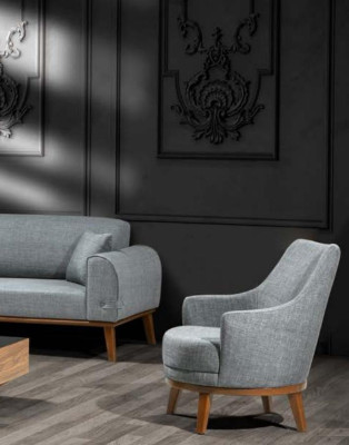 Sillón de 1 plaza para sala de estar de madera y tela.