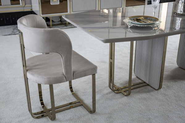 Mesa de comedor blanco mesa lujo comedor estilo elegante hermoso metal moderno