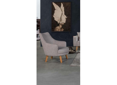 Diseño de sillón de 1 plaza, moderno y cómodo, con respaldo de madera, gris, muebles.
